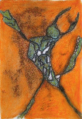 monoprint with pastel